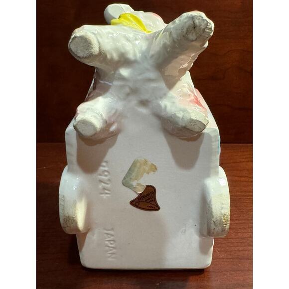 Vintage Kitsch Anthropomorphic Baby Lamb Pulling Cart Planter Japan - Picture 7 of 10